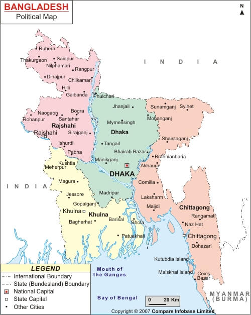 bangladesch politisch karte